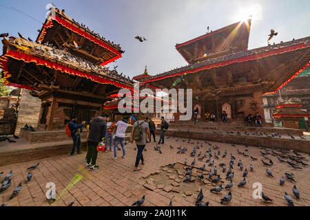 Antichi templi a Kathmandu Durbar Square in Nepal. Foto Stock