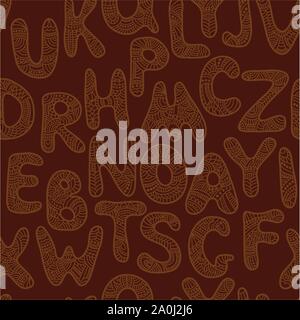 Seamless pattern tribale con disegnati a mano lettere zentangle Illustrazione Vettoriale