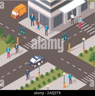 Moderno 3D isometrica della città Illustrazione Vettoriale