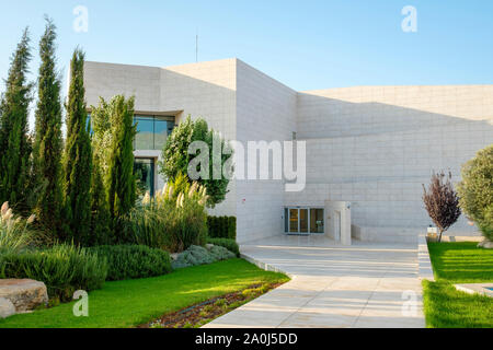 Palestina, West Bank, Ramallah e al-Bireh, Ramallah. Edificio principale di Yasser Arafat museo. Foto Stock