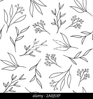 Floral seamless pattern con disegnati a mano le erbe aromatiche Illustrazione Vettoriale