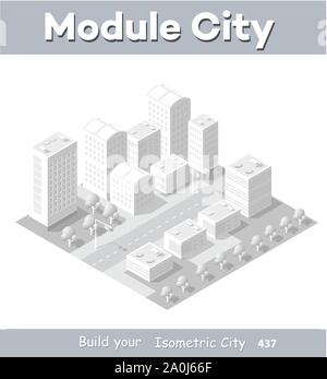 Modulo isometrica downtown area Illustrazione Vettoriale