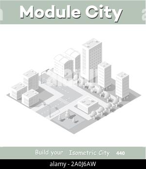 Modulo isometrica downtown area Illustrazione Vettoriale