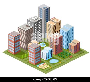 Modulo isometrica downtown area Illustrazione Vettoriale