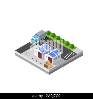 Logistica dei trasporti isometrica del magazzino Illustrazione Vettoriale