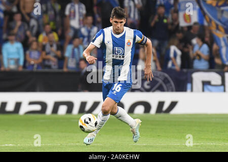 Barcellona, Spagna. Xx Settembre, 2019. Javi Lopez del RCD Espanyol durante il match RCD Espanyol v Ferencvaros TC, della UEFA Europa League, fase di gruppo. RCDE Stadium. Barcelona, Spagna, 19 set 2019. Barcellona, 19-09-2019. UEFA Europa League, Data 1. RCD Espanyol - Ferencvaros. Javi Lopez dell Espanyol Credito: Pro scatti/Alamy Live News Foto Stock