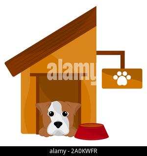 Casa del cane con un jack russell terrier cartoon - Vettore Illustrazione Vettoriale