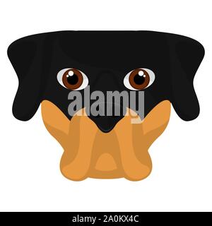 Isolato carino rottweiler cartoon. Razze di cani - Vettore Illustrazione Vettoriale