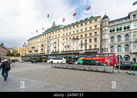 Stoccolma, Svezia. Settembre 2019. Una veduta della facciata del Grand Hotel Palazzo Foto Stock