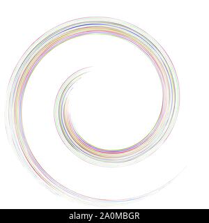 Mulinare dettagliata, elemento a spirale. Idromassaggio, whirligig effetto. Circolare e rotante linee di burst. Whirl razze radiali. Bobina, volteggiano forma astratta Illustrazione Vettoriale