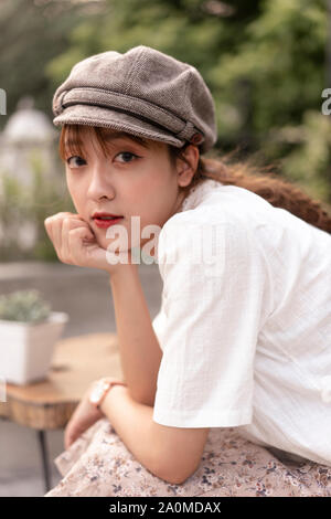 La ragazza con un sorriso Foto Stock