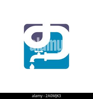 Servizio di acqua Plumbing Logo design vettore Modello di segno Illustrazione Vettoriale