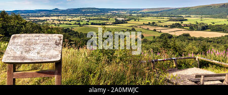 Vista del paesaggio del North Yorkshire Moors e Roseberry Topping, Claybank, Stokesley, Inghilterra Foto Stock