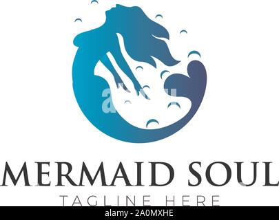 Design con logo Blue Mermaid Soul Illustrazione Vettoriale