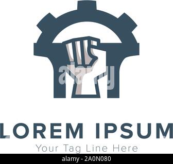 il logo di ingegneria del ponte progetta la costruzione del logo moderno Illustrazione Vettoriale