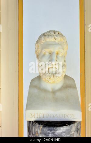 Metrodorus di Lampsacus, filosofo greco della scuola epicurea Achilleion Palace,Gastouri,l'isola di Corfù, isole Ionie, Grecia Foto Stock