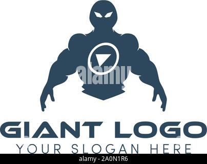 il logo gigante si presenta come un robot supereroi Illustrazione Vettoriale