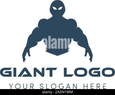 il logo gigante si presenta come un robot supereroi Illustrazione Vettoriale