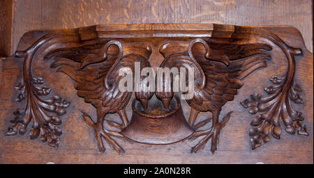 Misericords, San Nicholas Cathedral, Newcastle. Scolpito da Ralph Hedley c.1885. Foto Stock