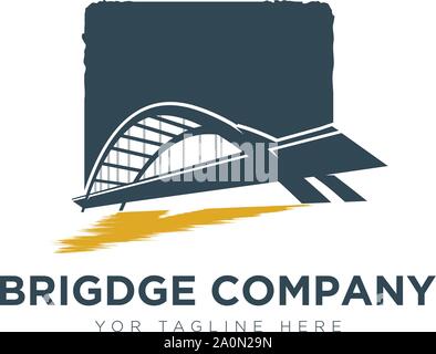 Bridge Company Logo progetta per il logo dell'edificio dell'appaltatore Illustrazione Vettoriale