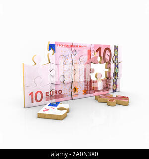 Valuta Euro banconota in un puzzle Foto Stock