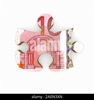 Valuta Euro banconota in un puzzle pezzo Foto Stock