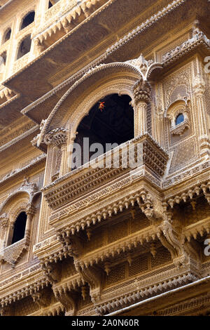 Nathmal Ji Ki Haveli a Jaisalmer nel Rajasthan, India Foto Stock