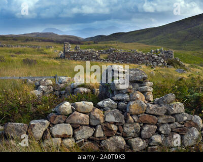 Slaggan le rovine del villaggio abbandonato nel 1943 vicino a Aultbea Wester Ross Scozia Settembre Foto Stock