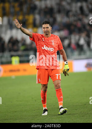 Torino, Italia, 21 settembre 2019, SERIE A TIM 2019/2020 - TORINO, ALLIANZ STADIUM JUVENTUS VS HELLAS VERONA 77 Gianluigi BUFFON (Juventus) durante la Juventus vs Hellas Verona - Calcio italiano di Serie A del campionato Gli uomini - Credit: LPS/Claudio Benedetto/Alamy Live News Foto Stock