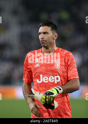 Torino, Italia, 21 settembre 2019, SERIE A TIM 2019/2020 - TORINO, ALLIANZ STADIUM JUVENTUS VS HELLAS VERONA 77 Gianluigi BUFFON (Juventus) durante la Juventus vs Hellas Verona - Calcio italiano di Serie A del campionato Gli uomini - Credit: LPS/Claudio Benedetto/Alamy Live News Foto Stock