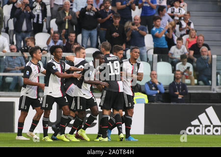 Torino, Italia, 21 settembre 2019, SERIE A TIM 2019/2020 - TORINO, ALLIANZ STADIUM JUVENTUS VS HELLAS VERONA FELICITÀ JUVENTUS durante la Juventus vs Hellas Verona - Calcio italiano di Serie A del campionato Gli uomini - Credit: LPS/Claudio Benedetto/Alamy Live News Foto Stock