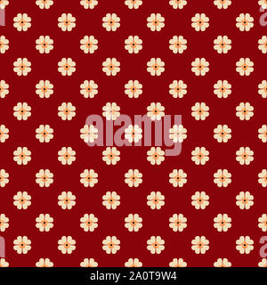 Abstract semplice seamless motivo floreale vettore stampato su rosa rosso sfondo - Design dei tessuti e gli sfondi. Foto Stock