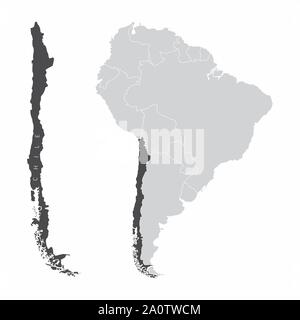Il Cile mappa e la sua posizione in Sud America Illustrazione Vettoriale