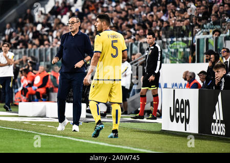 Torino, Italia. Xxi Sep, 2019. della Juventus FC in azione durante la serie di una partita di calcio tra Juventus e Hellas Verona. La Juventus ha vinto 2-1 a Allianz Stadium, a torino, Italia 21 settembre 2019 (foto di Alberto Gandolfo/Pacific Stampa) Credito: Pacific Press Agency/Alamy Live News Foto Stock