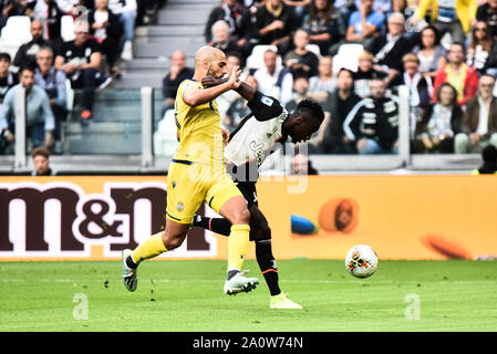 Torino, Italia. Xxi Sep, 2019. della Juventus FC in azione durante la serie di una partita di calcio tra Juventus e Hellas Verona. La Juventus ha vinto 2-1 a Allianz Stadium, a torino, Italia 21 settembre 2019 (foto di Alberto Gandolfo/Pacific Stampa) Credito: Pacific Press Agency/Alamy Live News Foto Stock
