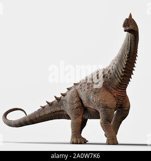 Illustrazione Alamosaurus contro un solido sfondo bianco Foto Stock