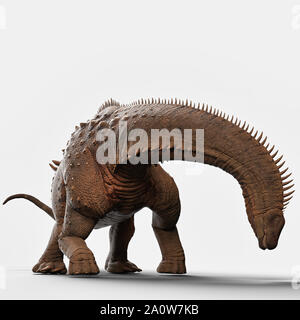 Illustrazione Alamosaurus contro un solido sfondo bianco Foto Stock