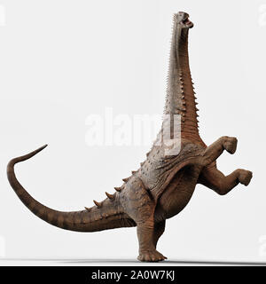 Illustrazione Alamosaurus contro un solido sfondo bianco Foto Stock