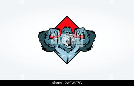 Logo Rarrabbiato Gorilla Illustrazione Vettoriale