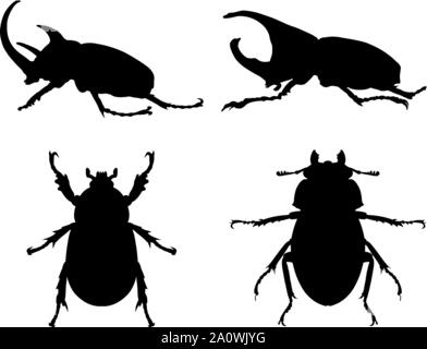 Set di insetto silouettes isolato su bianco. Illustrazione di vettore isolato su bianco Illustrazione Vettoriale