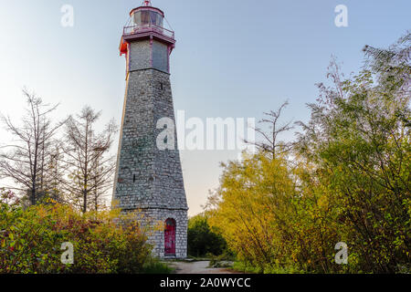 Gibraltar Point Lighthouse situato sulle isole di Toronto a Toronto in Canada. Costruito nel 1808, è il più antico esistente casa di luce sui Grandi Laghi. Foto Stock