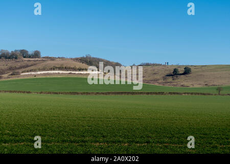 Vista del paesaggio del North Downs e Via dei Pellegrini a Detling, Kent, Regno Unito Foto Stock