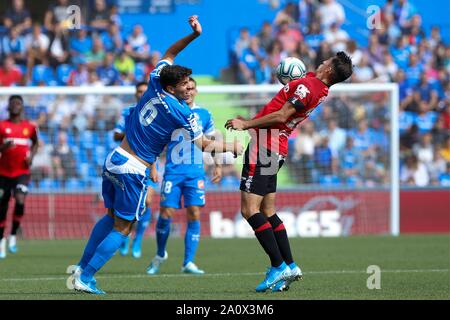 Madrid, Spagna. Il 22 settembre, 2019. DANI RODRIGUEZ E CABRERA DURANTE MACTH GETAFE VERSUS MALLORCA A ALFONSO PEREZ COLISEUM. Domenica, 22 settembre 2019 Credit: CORDON PREMERE/Alamy Live News Foto Stock