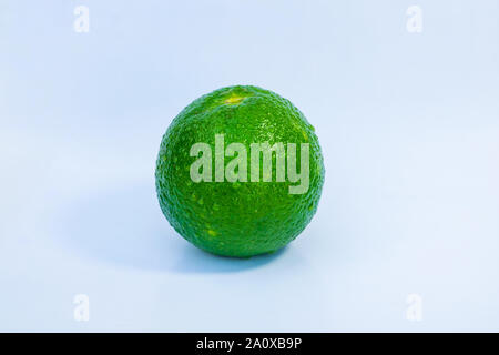 Close up verde arancione frutto isolato su sfondo bianco. Foto Stock