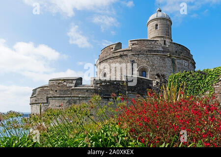 Xvi secolo.st mawes castello, Cornwall, Inghilterra, Regno Unito. Foto Stock