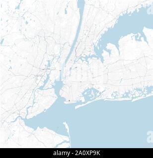 Mappa satellitare di New York City e le aree circostanti, Stati Uniti d'America. Mappa di strade, tangenziali e autostrade, fiumi, linee ferroviarie. Mappa di trasporto Illustrazione Vettoriale