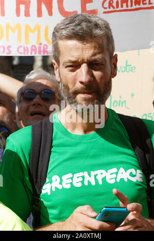 Parigi, Francia. Xxi Sep, 2019. Jean-François Julliard (Greenpeace France) partecipa alla manifestazione per il clima. Foto Stock