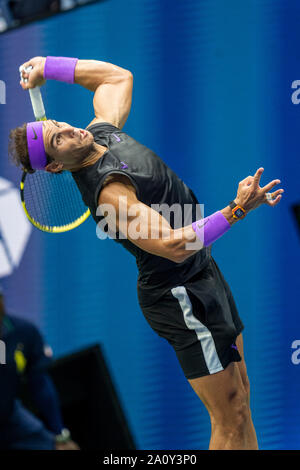 Rafael Nadal di Spagna competere nei finali di uomini singoli al 2019 US Open Tennis Foto Stock