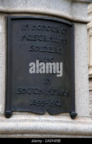 Una statua in onore di Australian soldati che hanno combattuto in Sud Africa 1899-1902 situato su Sturt street vicino al Municipio di Ballarat, stato di Vict Foto Stock