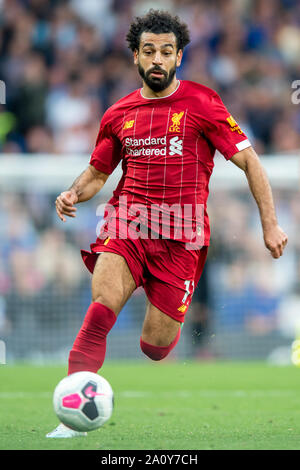 Londra, Regno Unito. Il 22 settembre, 2019. Mohamed Salah di Liverpool durante il match di Premier League tra Chelsea e Liverpool a Stamford Bridge, Londra, Inghilterra il 22 settembre 2019. Foto di Salvio Calabrese. Solo uso editoriale, è richiesta una licenza per uso commerciale. Nessun uso in scommesse, giochi o un singolo giocatore/club/league pubblicazioni. Credit: UK Sports Pics Ltd/Alamy Live News Foto Stock